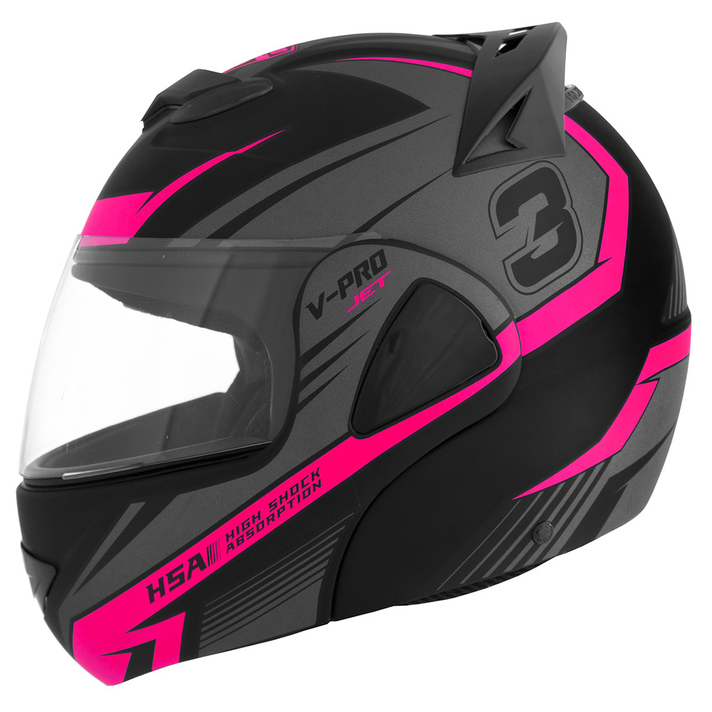 Capacete Robocop Escamoteavel Moto Articulado Fechado Vpro Jet 3 Viseira Cristal