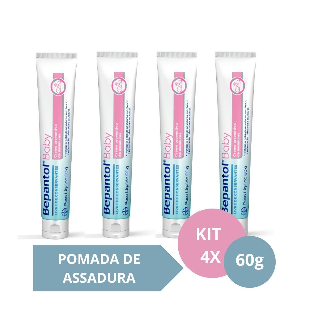 Kit com 4 Cremes Pomada de Assadura 60gr Cada - Bepantol em Oferta na Shopee