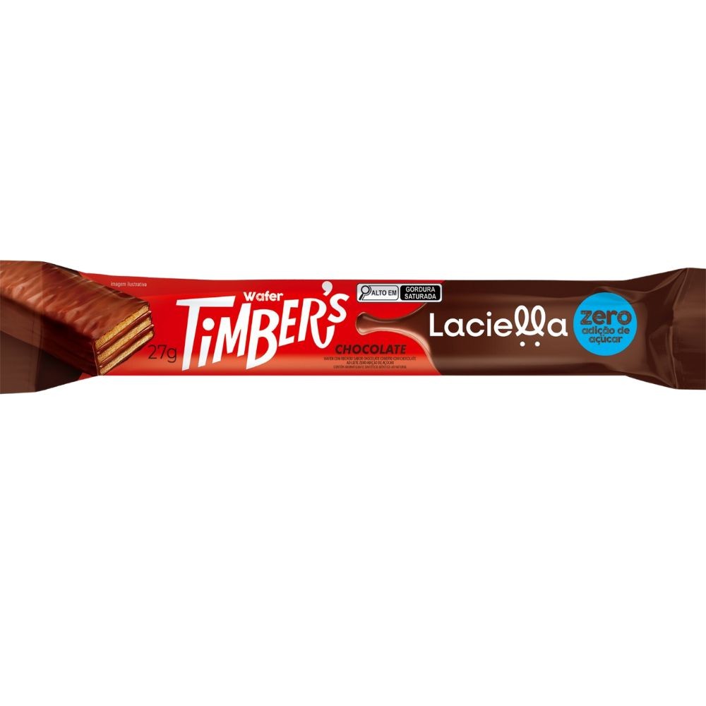 Wafer Timbers Laciella Chocolate Zero Adição de Açucares 27g - Food & Beverages