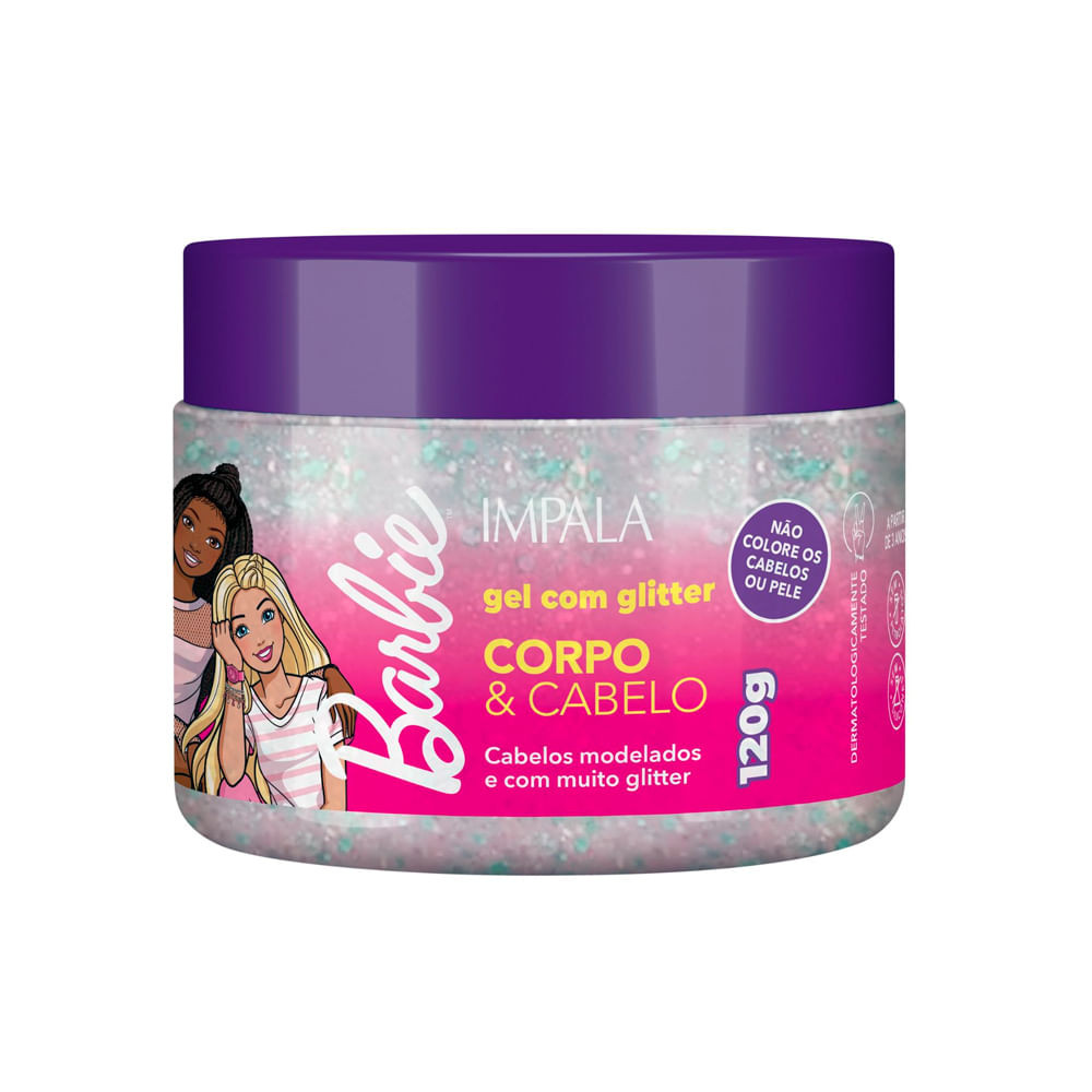 Gel com Glitter Infantil Impala Barbie Corpo & Cabelo 120g - Mom & Baby