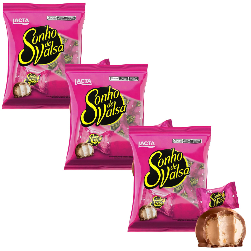 Kit com 3x Bombom Sonho de Valsa Lacta 1kg