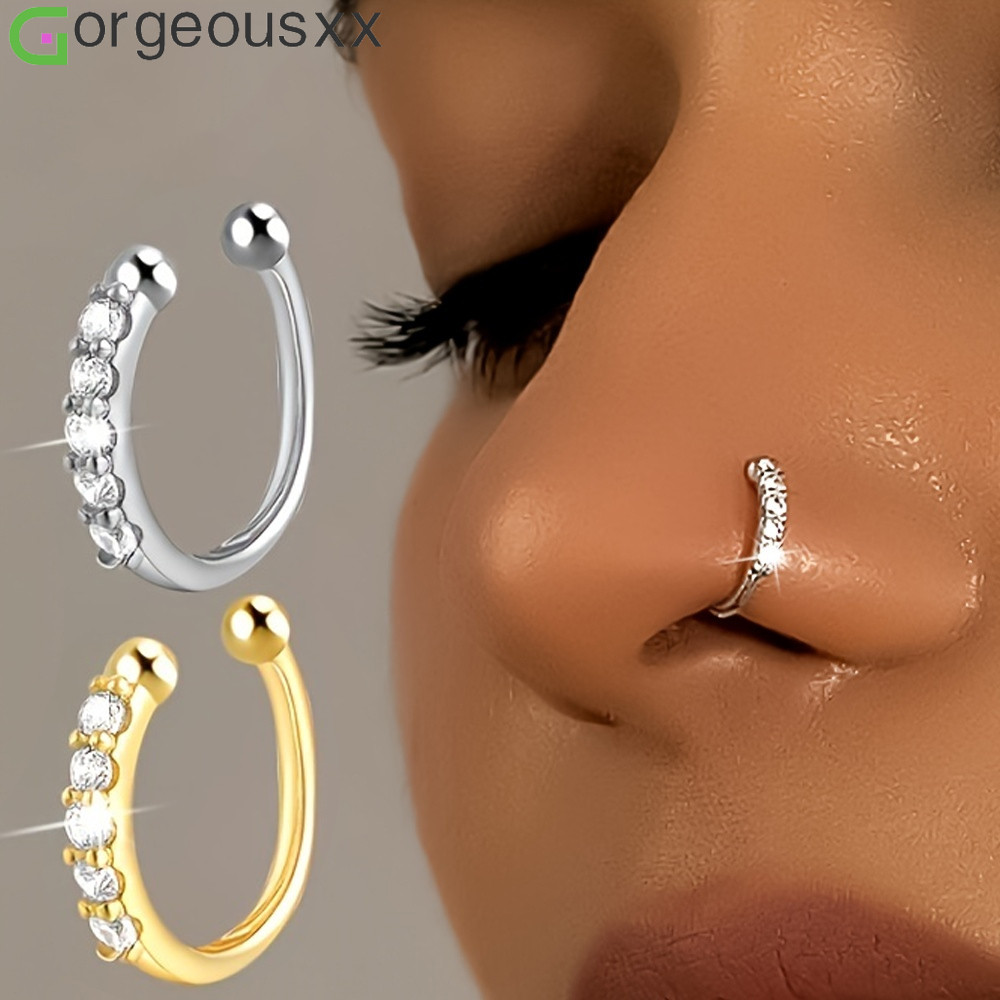 [Gorgeousxx] Anéis De Nariz Falsos Da Moda Para Mulheres , Joias Hipoalergênicas Sem Piercing em Oferta na Shopee