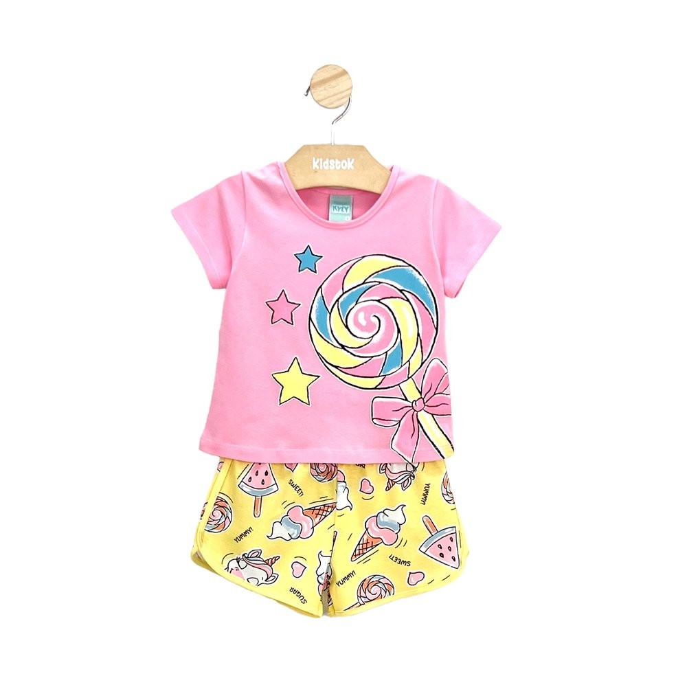 Pijama Menina Manga Curta Pirulito Brilha no Escuro - Kyly