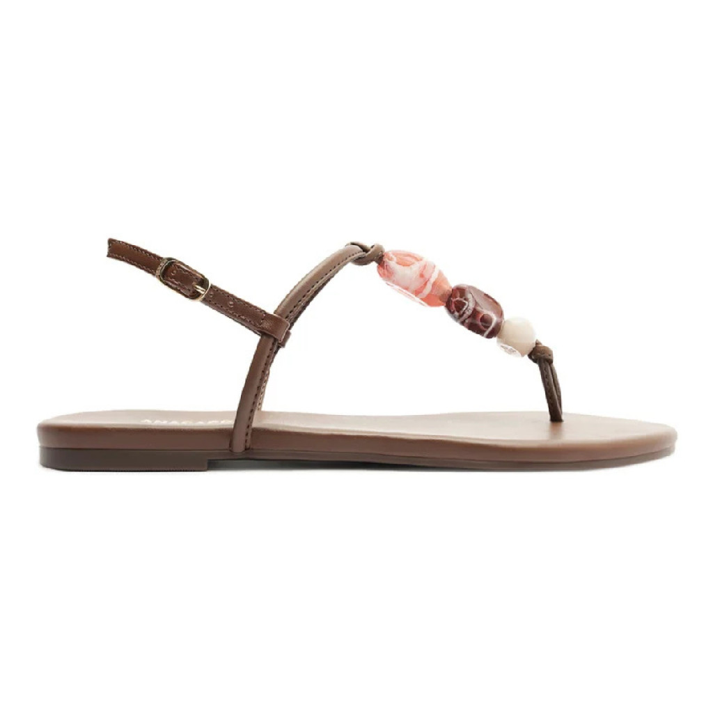 Rasteira Shape Slim Pedrairias Ana Capri Marrom Cinamoon