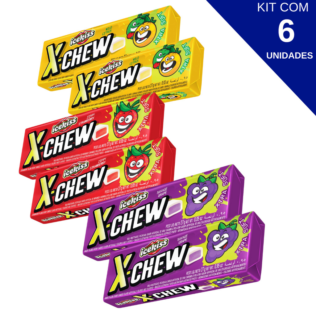 Kit Com 6 Drops Mastigável X-Chew Sabores