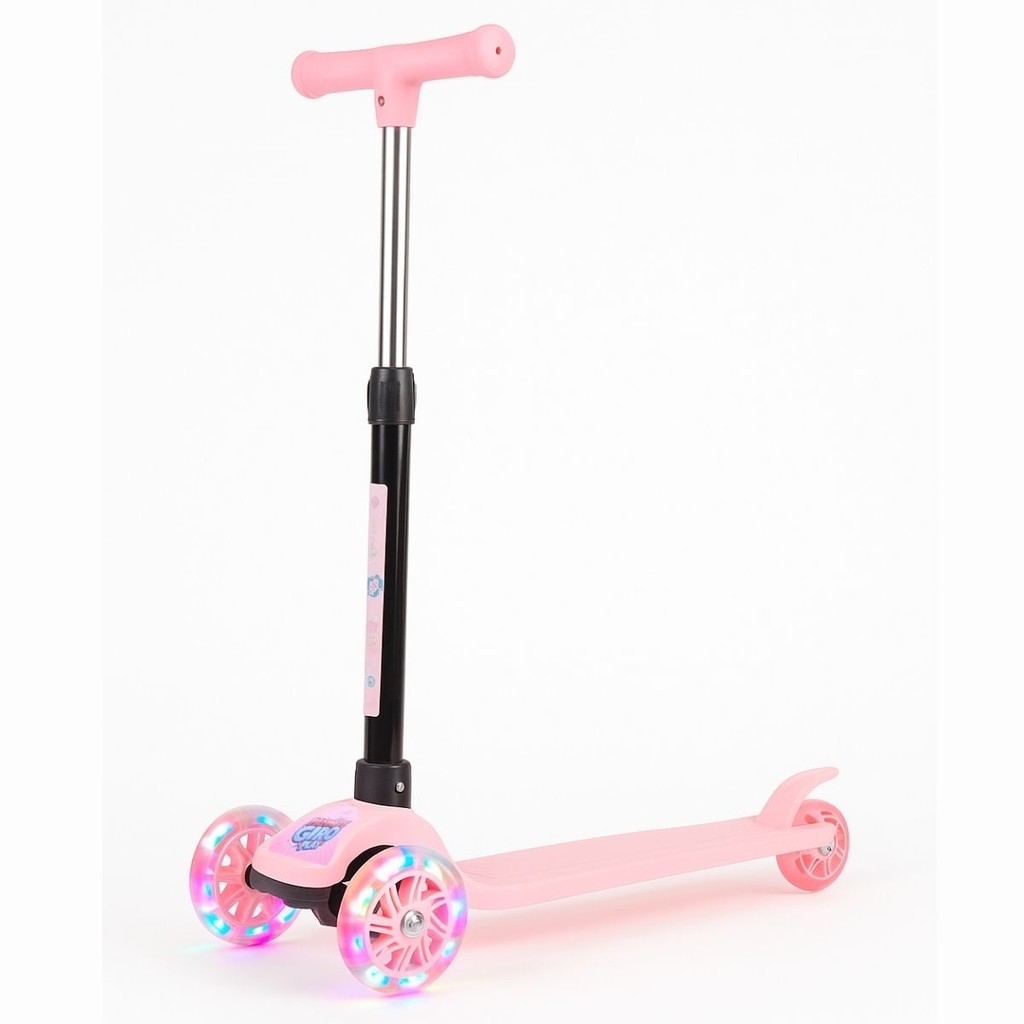 Patinete Dobrável Rosa Infantil 3 Rodas Com Led - Castela em Oferta na Shopee