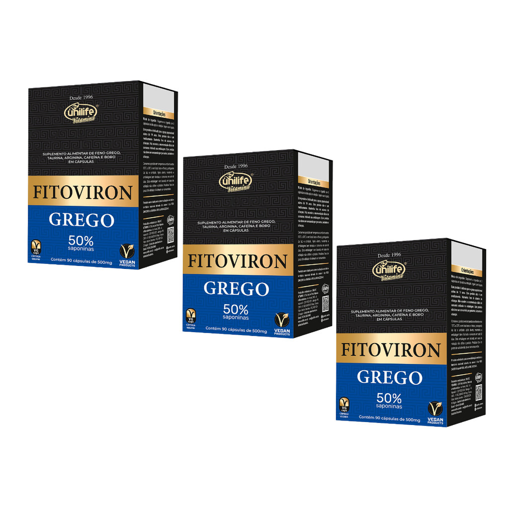 KIT 3 UN Fito Viron Grego 90 cápsulas 500 mg | Unilife