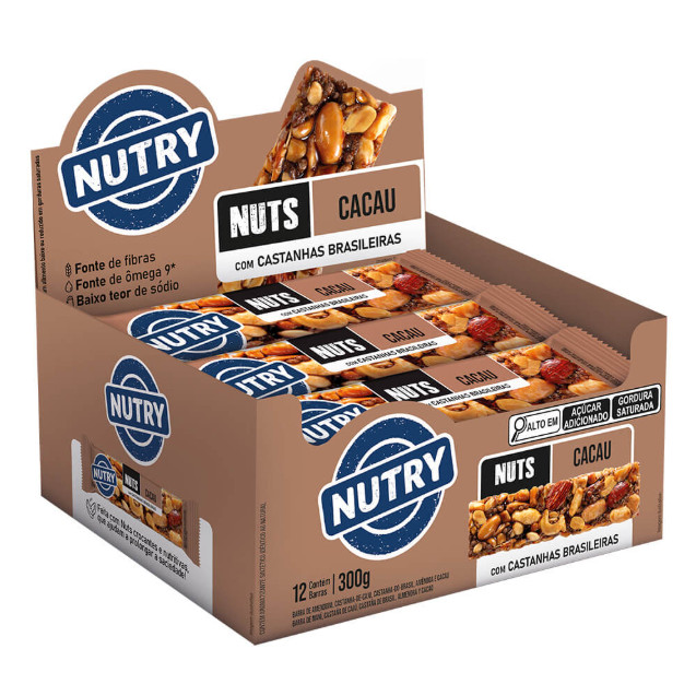 Barra De Cereal Nuts Cacau Nutry Com 12 Unidades De 25g em Oferta na Shopee