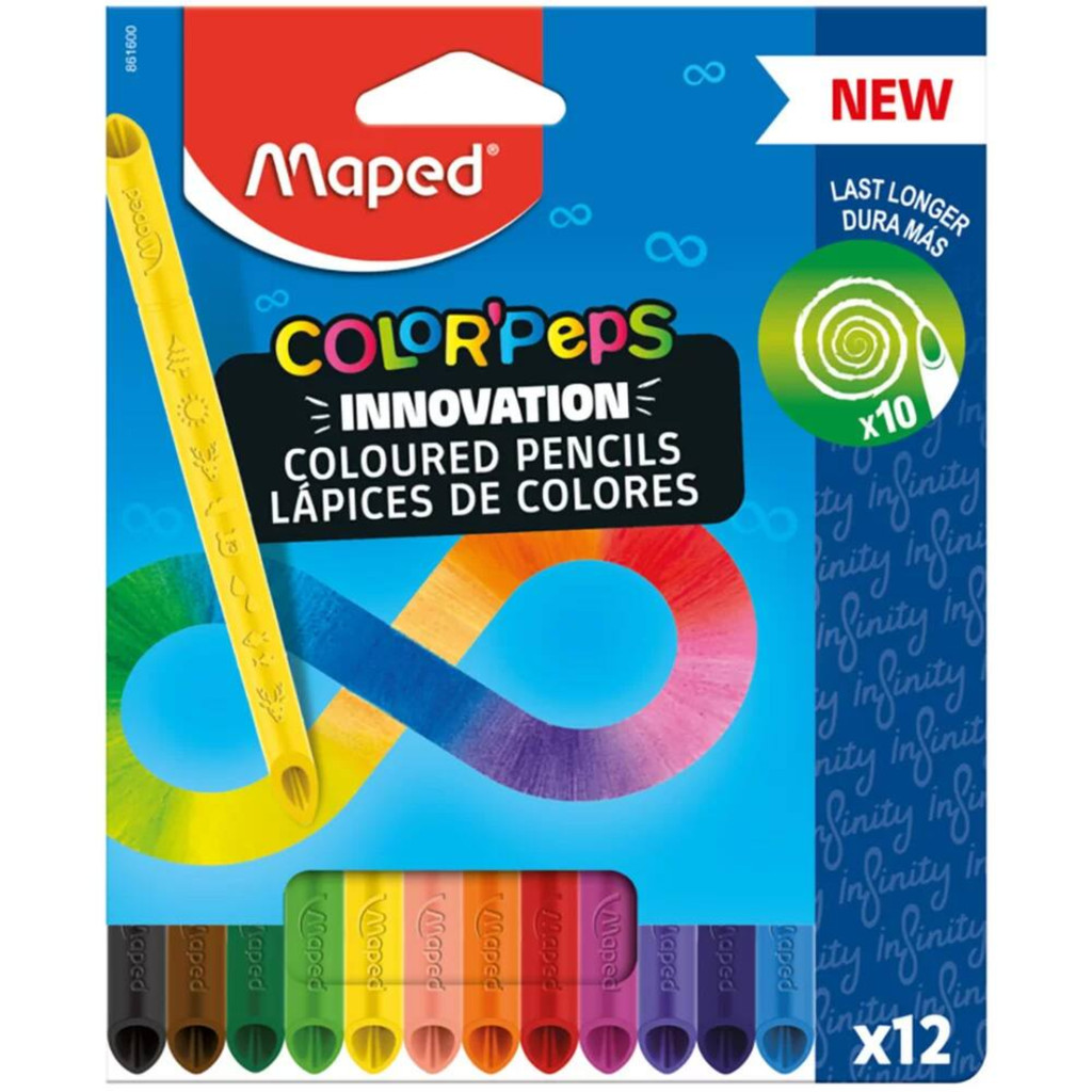 Lápis de Cor 12 Cores Infinity Maped Com Cores Vivas, Resistentes e Ideal para Desenhos Criativos em Oferta na Shopee