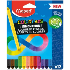 Lápis de Cor 12 Cores Infinity Maped Com Cores Vivas, Resistentes e Ideal para Desenhos Criativos