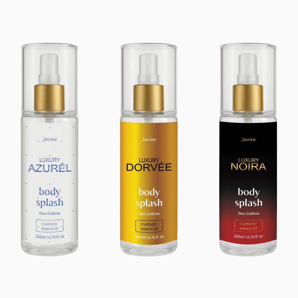 3X Body Splash Javône Trio Essencial | Azurél + Dorvée + Noira | Fragrâncias Icônicas | Envio Imediato