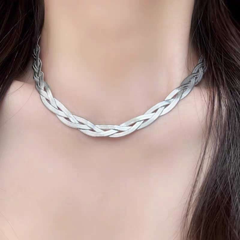 Colar + Pulseira  Feminino 3 Fios de Aço Inox 316L Cor Prata Ajustável