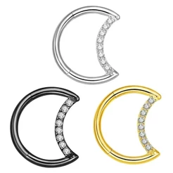 Piercing De Titânio Lua De Zircônia Com Laço Fechado , e Nariz , Acessórios De Piercing Corporal