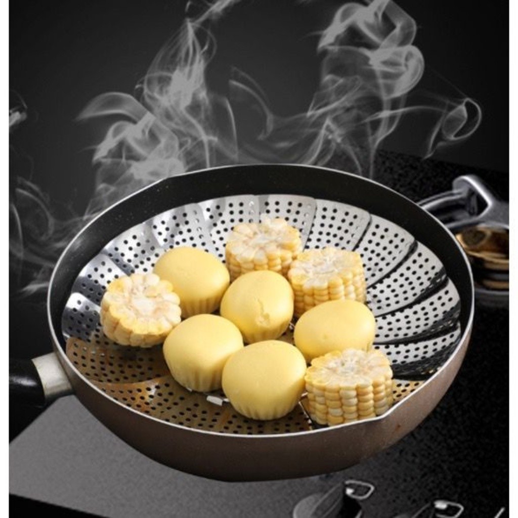 Kit 2 cesto de cozinhar a vapor inox legumes panela vaporeira verduras cozinha  Retrátil KEHOME