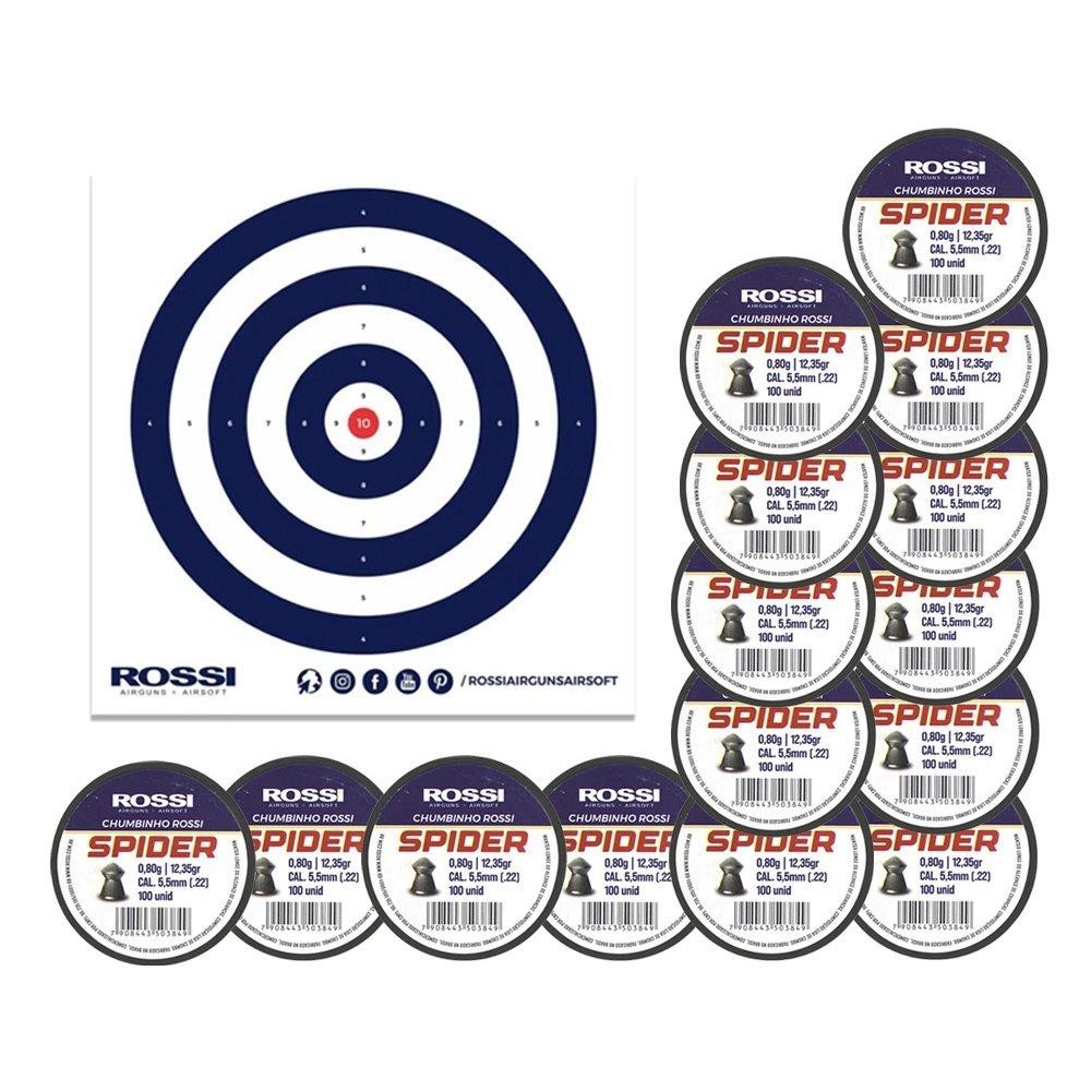 Kit 15 Cx Chumbinho Rossi Spider 5,5mm-100unds + Alvos em Oferta na Shopee