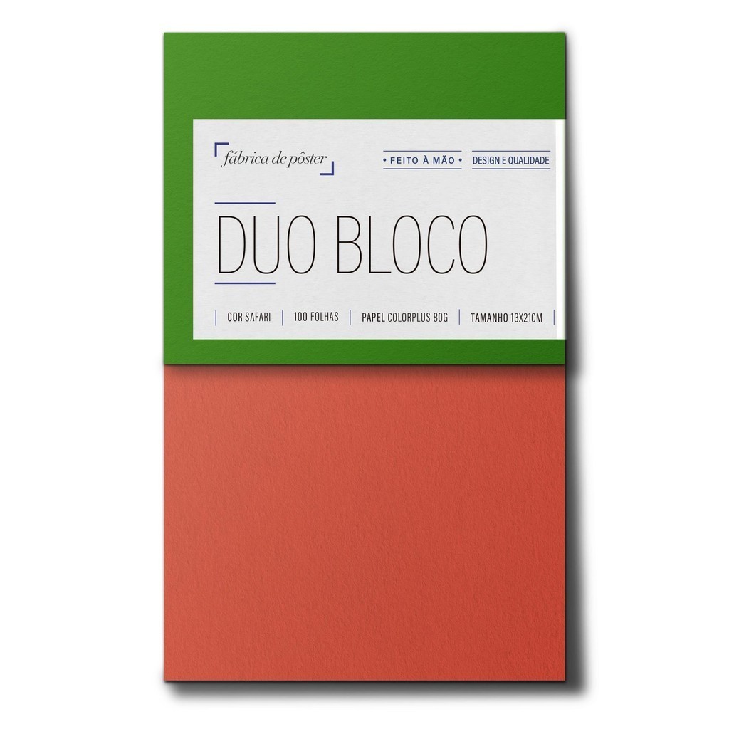 Duobloco 100 Folhas Papel Colorplus 80g | Verde e Laranja | Base Rígida com Hot Stamping