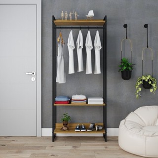 Estante Closet Arara Industrial 3 Prateleiras 187x80cm Dynamica Yescasa  em Oferta na Shopee