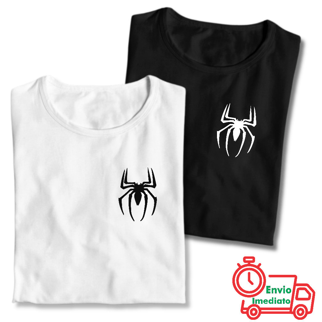 Kit 2 Camisetas Casal Opostos Aranha 100% Algodão em Oferta na Shopee