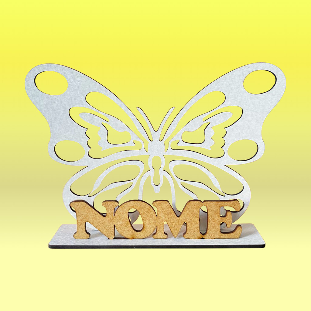 Kit 5 Centro de Mesa Personalizada - Borboleta -  Enfeite Aniversário Lembrancinha Infantil Mdf Branco