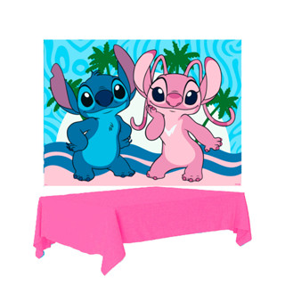 Kit festa Stitch Decoração Completa Painel TNT + Toalha Rosa em Oferta na Shopee