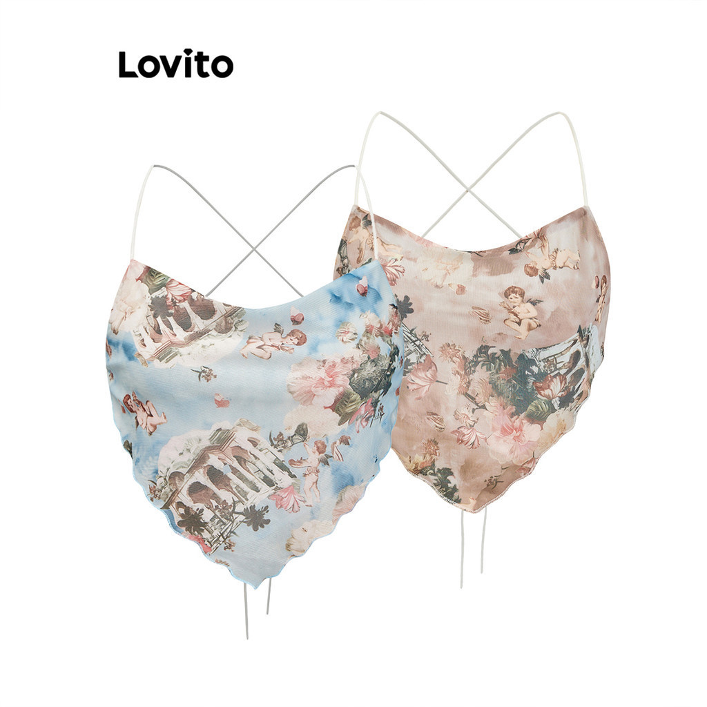 Lovito Regata Casual Figura Alface Guarnição Contraste Encadernação Anjo Regata Para Mulheres L88AD014 (Multicolorido) - Women Clothes