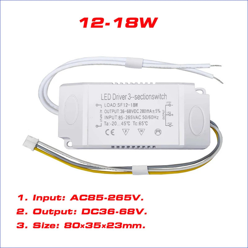AC 85-265V Driver de isolamento Com transformador LED de 3 cores (25-36W)× 2 (36-50W)X2 para lustre modificável de cor — imagem 2 de 2