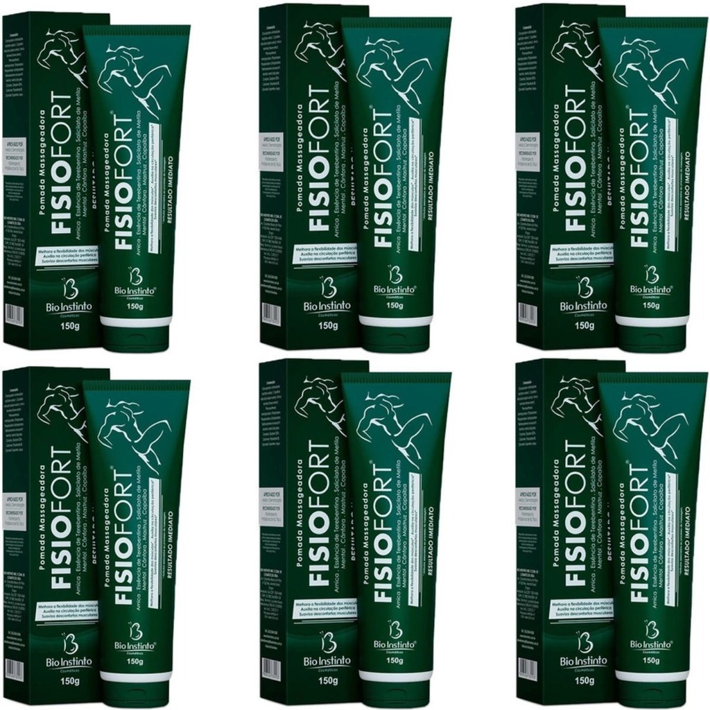 6 Pomada Fisiofort Massageadora Bio Instinto 150g - Bisnaga