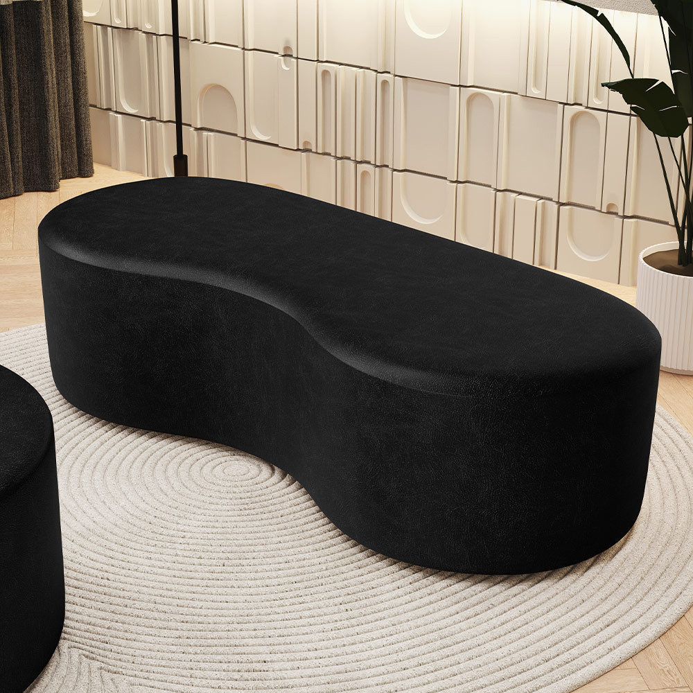 Puff Decorativo Orgânico para Living Quarto 140cm Orbit W01 Couríssimo Preto - Lyam Decor em Oferta na Shopee