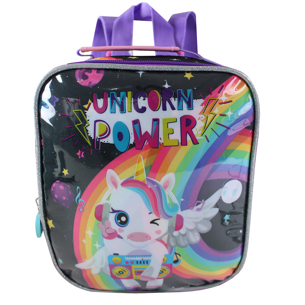 Lancheira Térmica Unicórnio Power Arco Íris Escolar