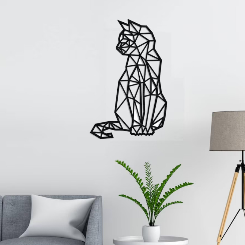 Quadro Decorativo Vazados Geometrico GATO GATINHO Arte Minimalista  Decorar Parade Sala Quarto Cozinha Mural