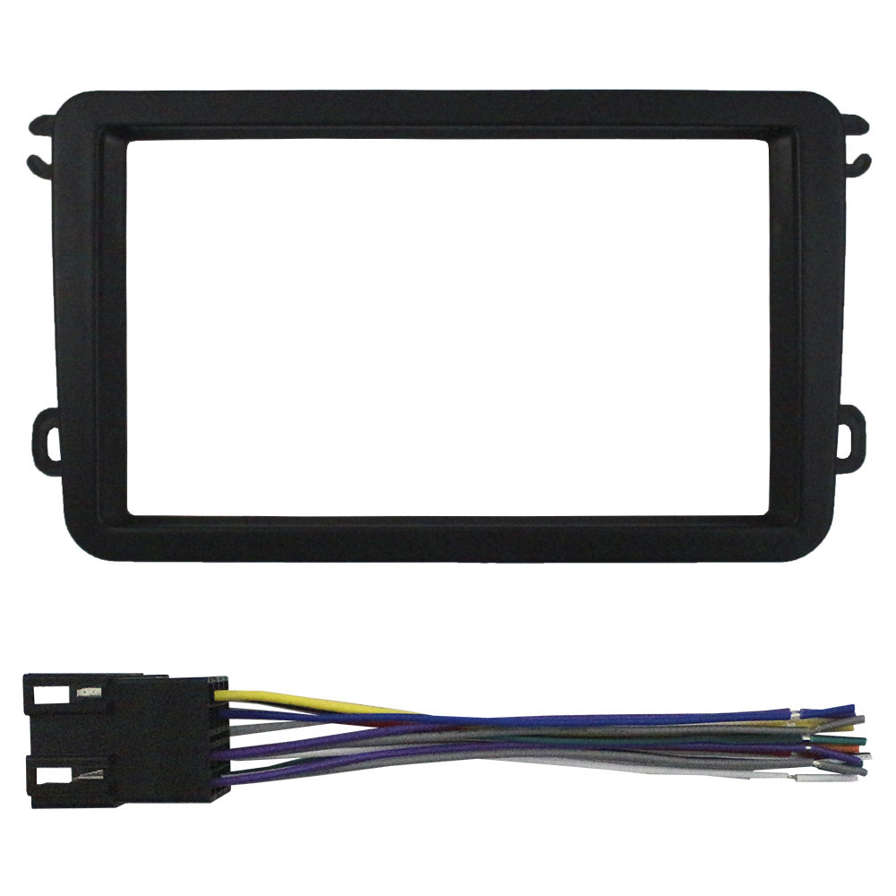 Kit Moldura Painel 7 Pol Gol Voyage Saveiro G7 2016 2017 2018 2019 2020 2 Din Preto Chicote Som Japonês Chinês