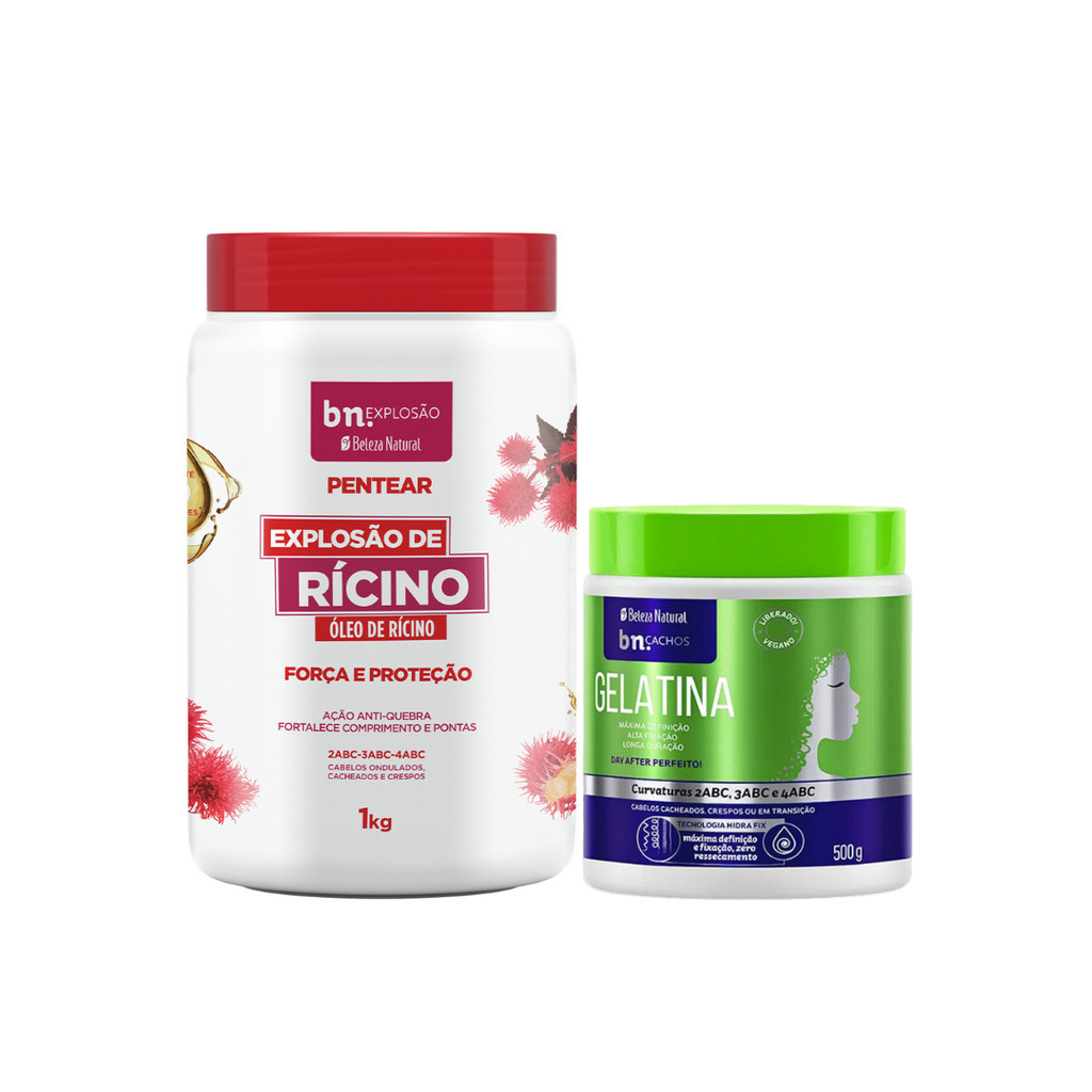 Creme de Pentear Explosão de Rícino + Gelatina 500g Beleza Natural - Beauty