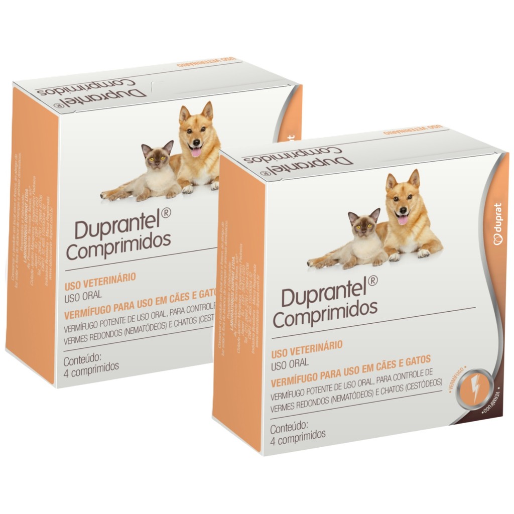 Kit 2 Duprantel Duprat Vermífugo para Cães e Gatos - 4 Comprimidos