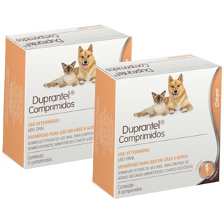 Kit 2 Duprantel Duprat Vermífugo para Cães e Gatos - 4 Comprimidos em Oferta na Shopee