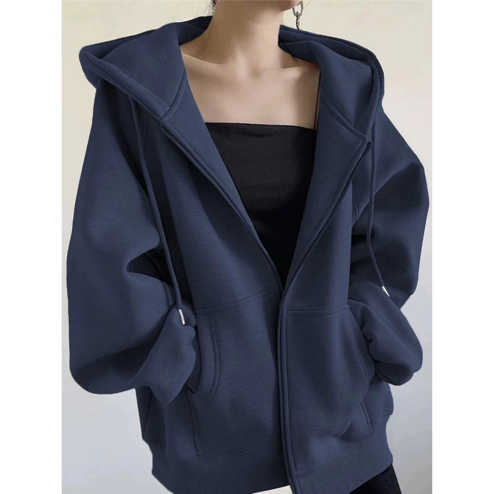 Blusa Moletom  Feminina Flanelada Fechamento Em Zíper Casual