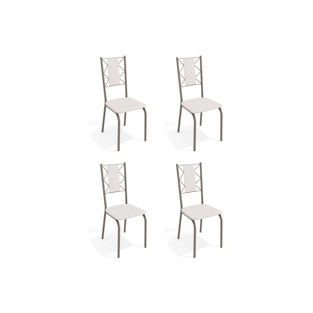 Cadeira Sala de Jantar Lisboa 4C076 Aço Kit 4 Uni Niquel/Branco 106 - Kappesberg em Oferta na Shopee