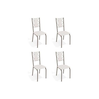 Cadeira Sala de Jantar Lisboa 4C076 Aço Kit 4 Uni Niquel/Branco 106 - Kappesberg em Oferta na Shopee