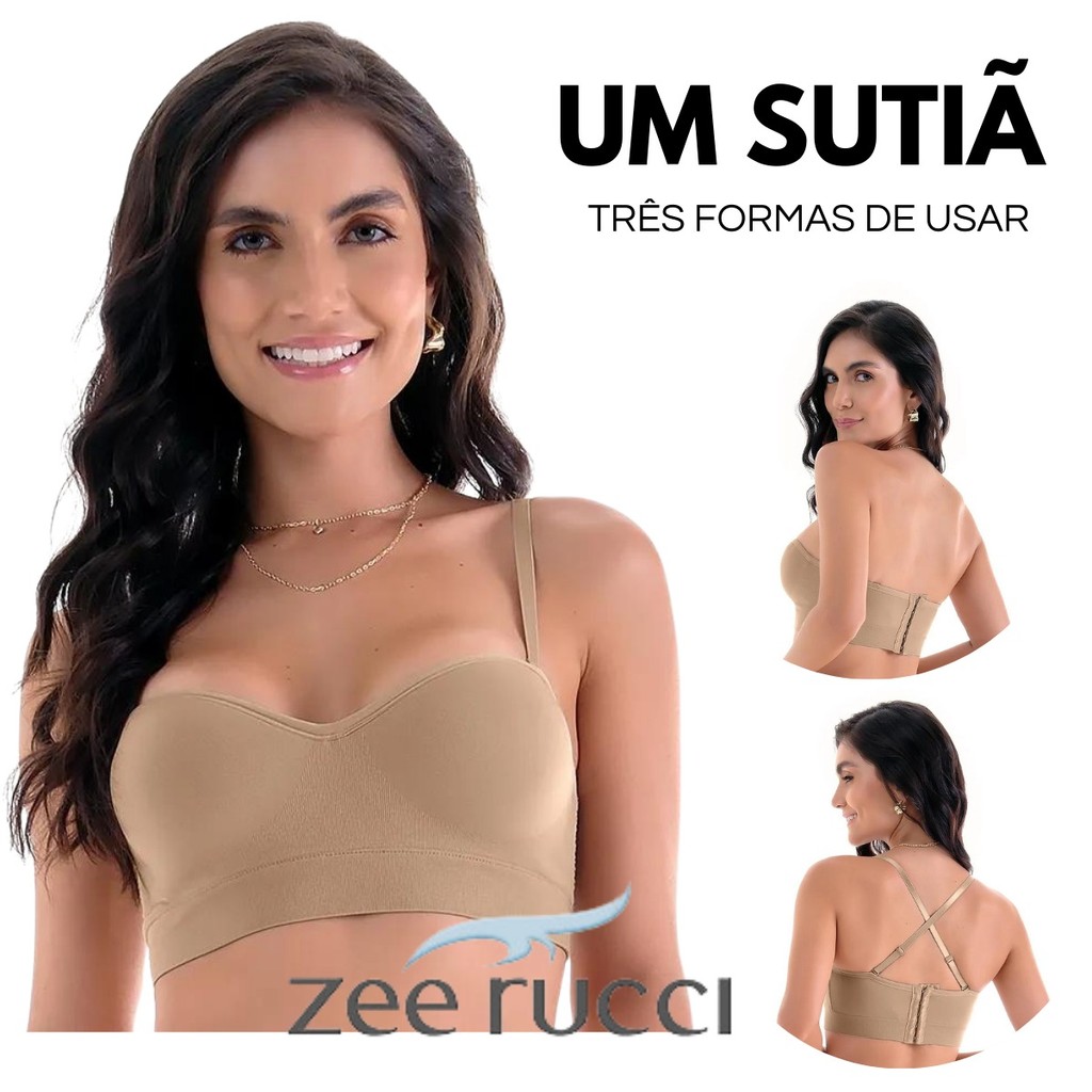 Sutiã 3 Em 1 Tomara Que Caia Com Bojo, Alça Removível Sem Costura Zee Rucci em Oferta na Shopee