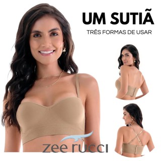 Sutiã 3 Em 1 Tomara Que Caia Com Bojo, Alça Removível Sem Costura Zee Rucci em Oferta na Shopee