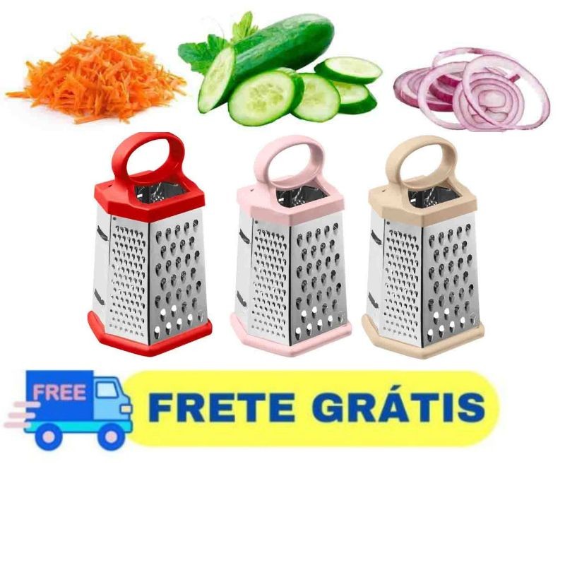 Ralador De Legumes Alimentos Multiuso 6 Faces Em Aço Inox UZ Envio Imediato