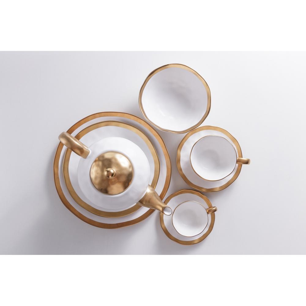Bowl Wolff Dubai Branco e Dourado de Porcelana 7cm x 15cm em Oferta na Shopee