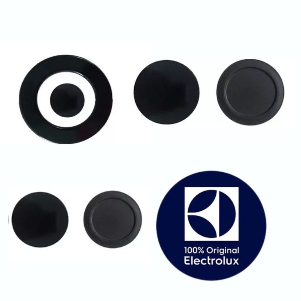 TAMPINHAS/ESPALHADORES PARA FOGÃO ELECTROLUX ORIGINAL - 76GSS, 56DB, 56SPB, 56SX em Oferta na Shopee