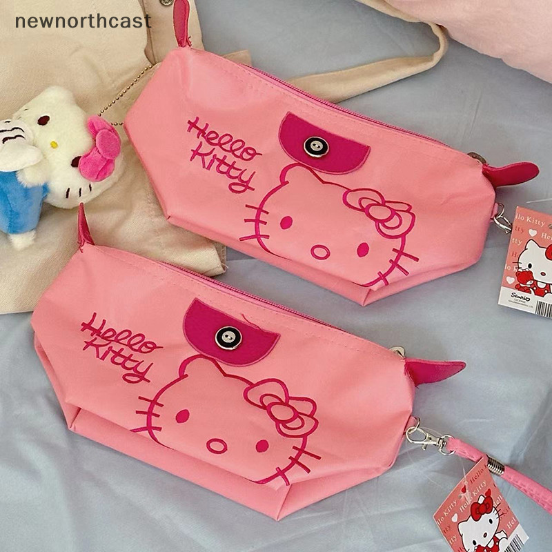 [newnorthcastBR] Sanrio Hello Kitty Saco De Maquiagem Anime Girls Armazenamento Cartoon Kawaii Grande Capacidade PU À Prova D'água Gift Noc