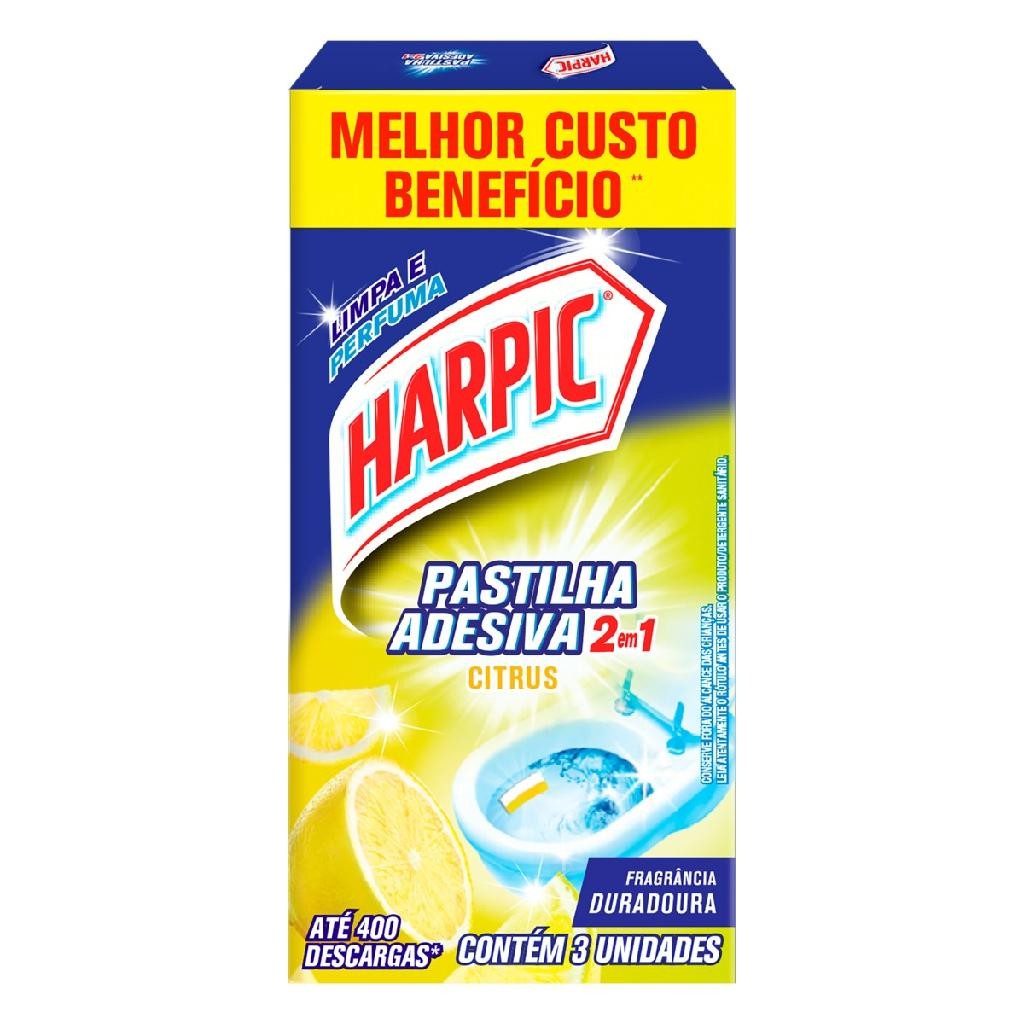 Pastilha Sanitária Adesiva Harpic 9G 2X1 Citrus Com 3 - Home & Living