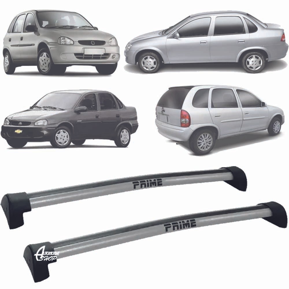 Rack Teto Aluminio Prime Corsa Classic Wind 4PTS Prata PR010