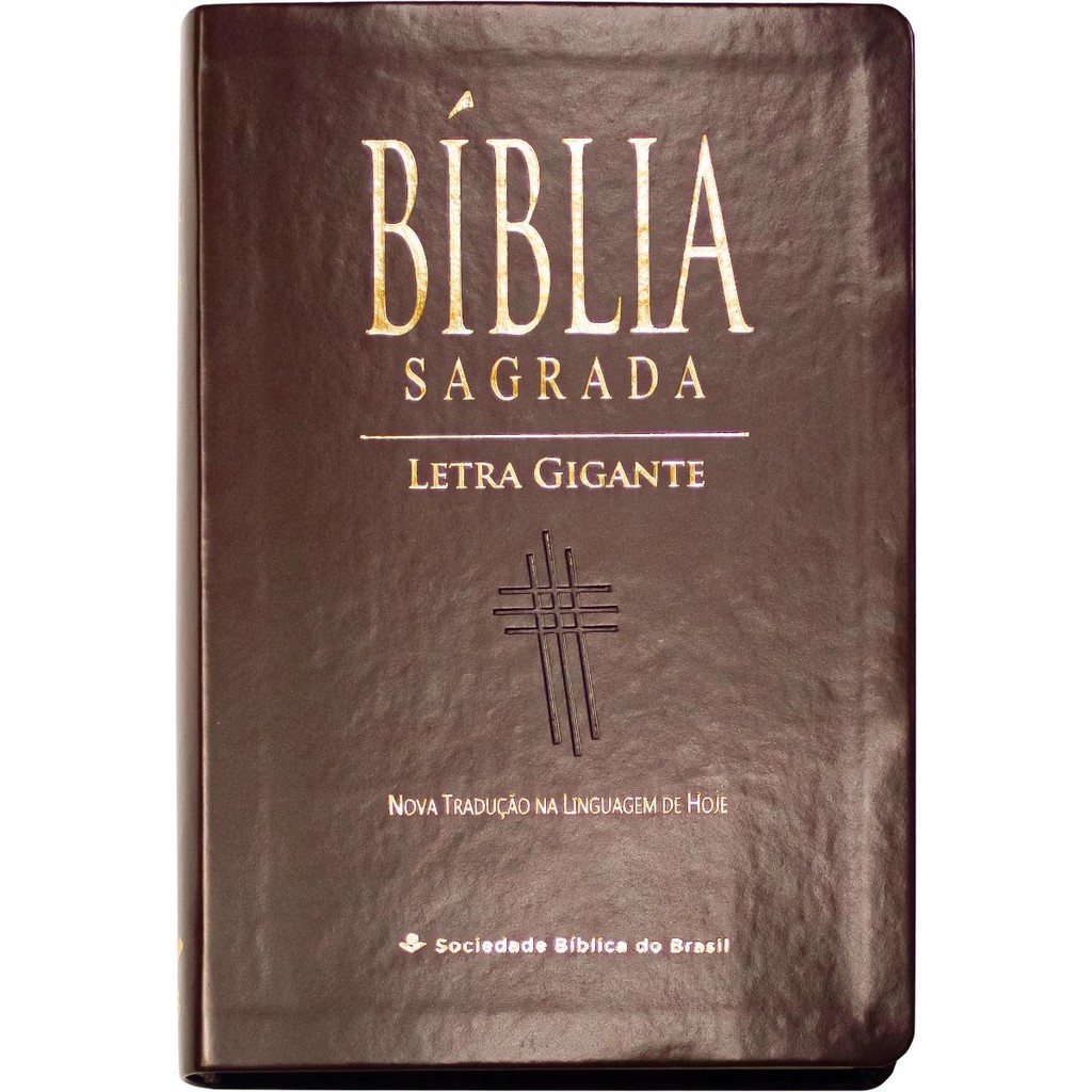 Bíblia Sagrada NTLH | Letra Gigante | Couro Sintético | Marrom Nobre em Oferta na Shopee