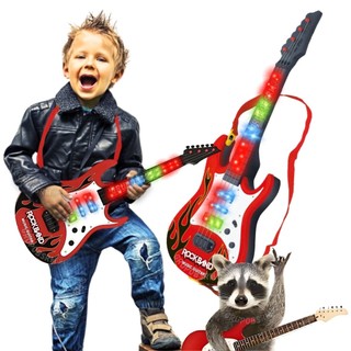 Brinquedo Guitarra infantil eletronica baixo com luzes led e som fantasia de rock brinquedos musicais presente criança