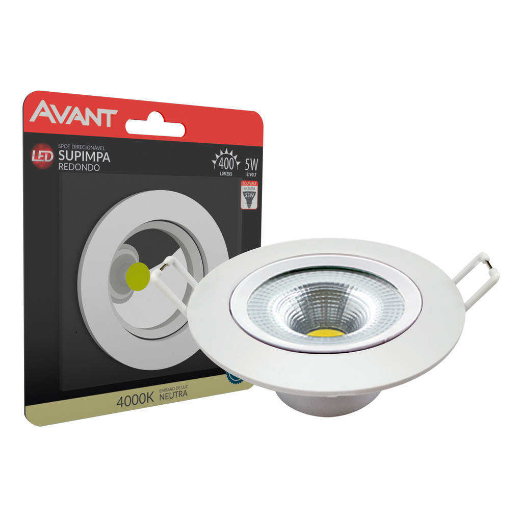 Spot Led Authentic Emb. Redondo 5w 4000k 9cm BF Avant em Oferta na Shopee