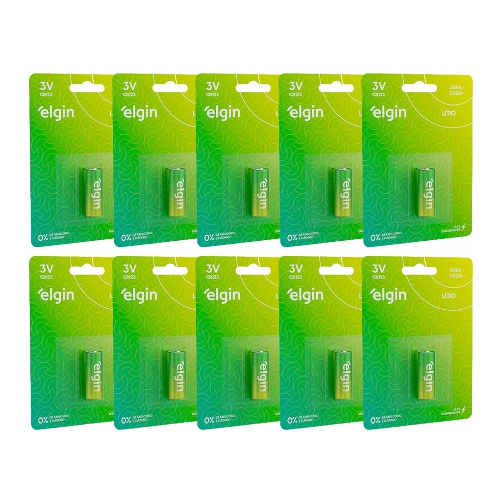 Kit 10 Bateria Pilha Cr123 3v Sensor Alarme Câmera Elgin em Oferta na Shopee