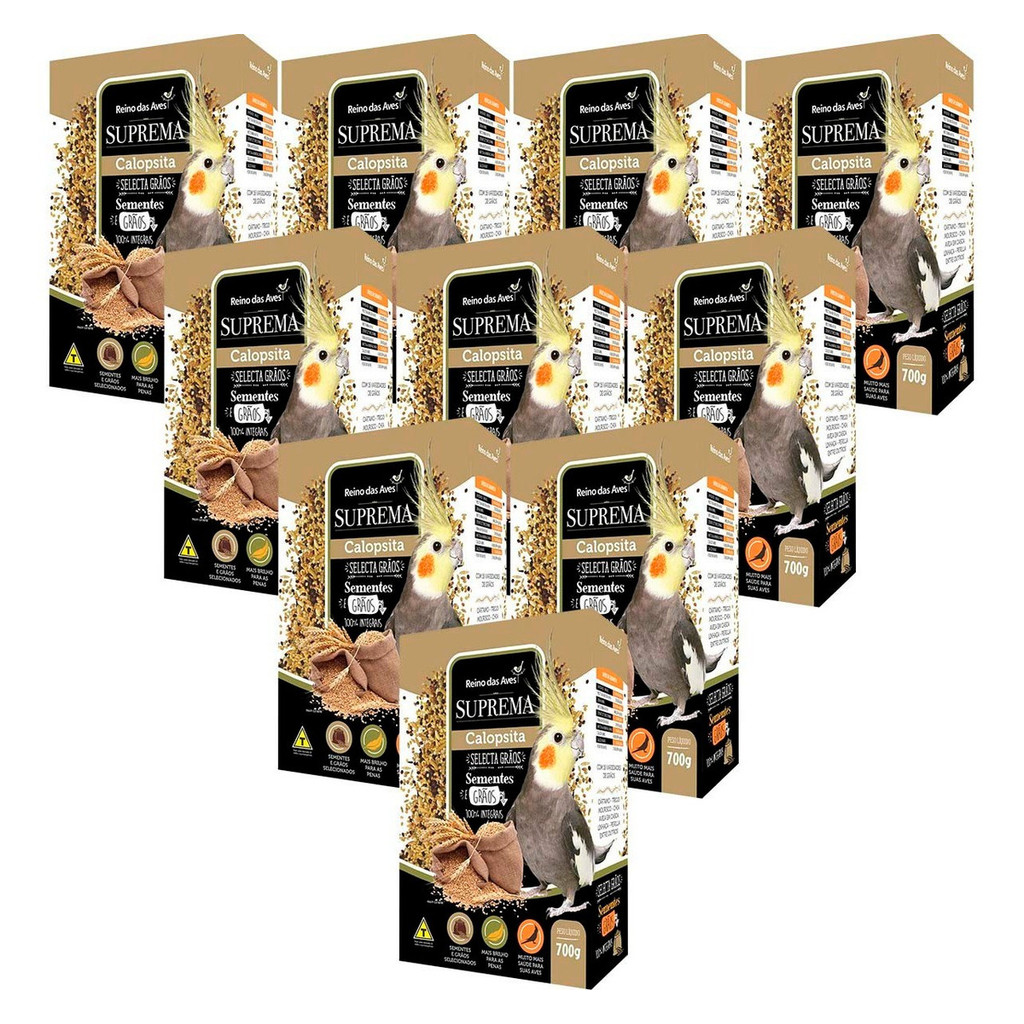 Kit 10 Sementes Suprema Calopsita Grãos 700g Reino Das Aves em Oferta na Shopee